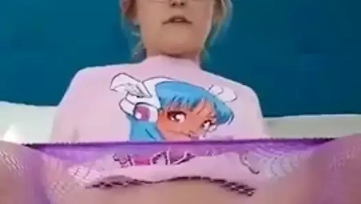 Kız pembe külotlu çorap ve gözlük sürmek büyük horoz