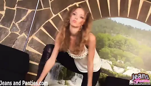 Skinny teen Alex teasing in tight jeans