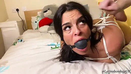 Latina Tied up Really Tight and Drooling with a Huge Ballgag