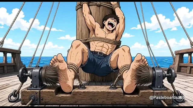 Korsan Esiri - Fırça Rulolarının Altında Çıplak Tabanlar (2D Anime Bara)