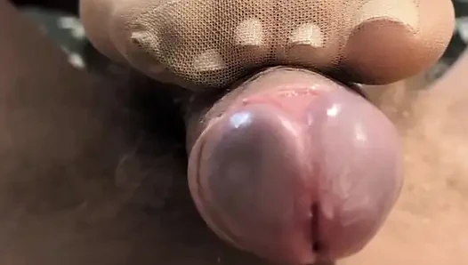 Naylon külotlu çorapla ayakla mastürbasyon