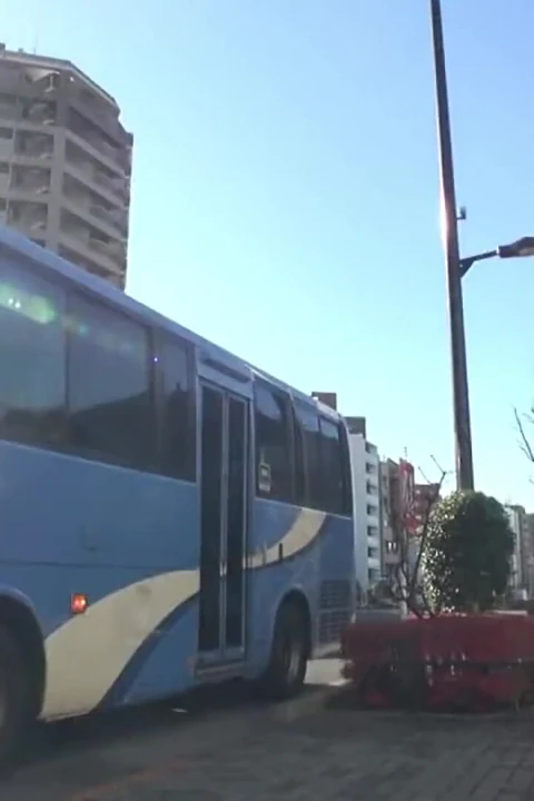 Kalabalık otobüs acelesi. Siyah çoraplı bayan yakın baskı hissediyor, kıvrımlar yakın çekimde gözlerini çiziyor - bölüm 1