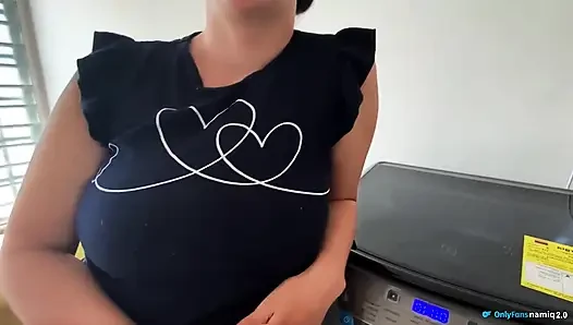 Busty Neighbor Climbs on My Balcony and Keeps My Stepmom From Looking at Us