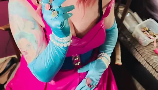 It's A Sin! Tina Snua In Leather & Satin Gloves Smokes A Cork Cigarette - OMI OME Snap Inhales Drifting Smoke Smoker