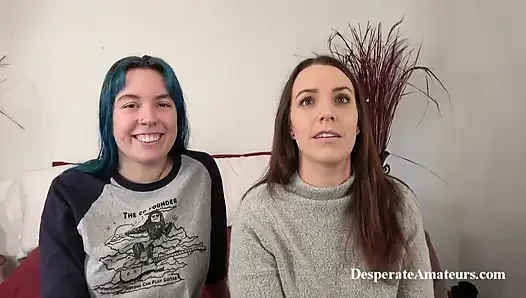 Çaresiz amatörler Olivia ve Alisha sıkı amcıklarını Jesses'in büyük sert yarağıyla siktiriyor
