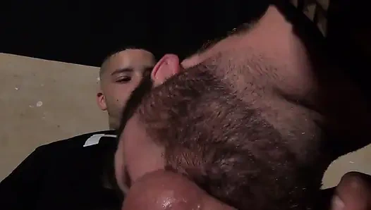 Tattooed scum in nasty mode on the ass of a bastard