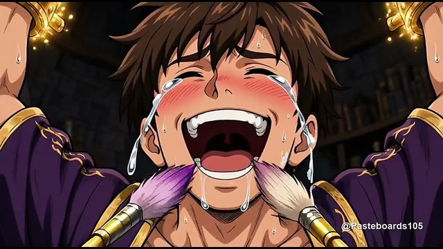 Büyücünün Çalışma Odasında Bağlı - Kaburgalarına ve Karnına Büyülü Boya Fırçaları (2D Anime)