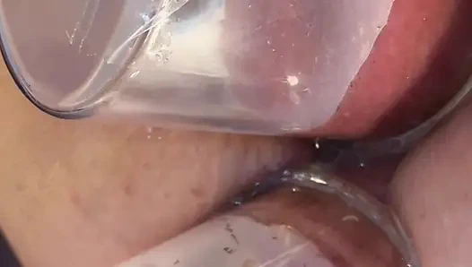 Aşırı yakın çekim çift vakum pompalama göt ve amcık