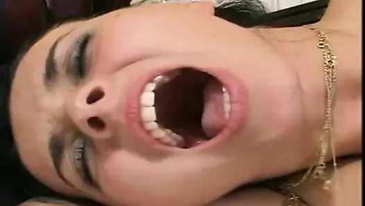 Beautiful Teen with Hairy Pussy Ass Fucked and Cumshot in Mouth by a Huge Cock
