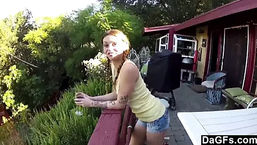 Bir açık hava bj ile balkon vaftiz