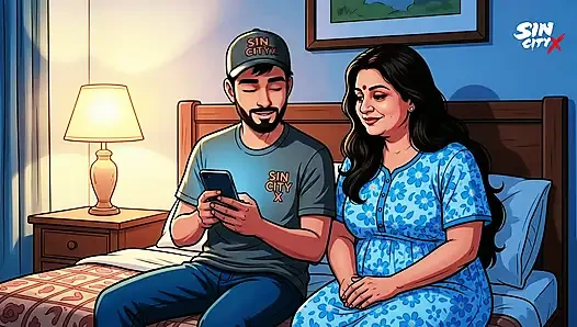 Azgın Hintli teyze evde genç kuryeyi baştan çıkarıyor