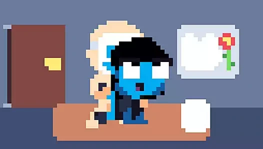 Genç mavi uzaylı kız insan LED maskesine biniyor