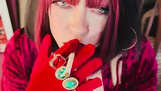 Kadife ve sigara! Tina Snua chain sigara içiyor 2 mantar 100 sigara - sürüklenen omi ome snap sigara içeni içine alıyor