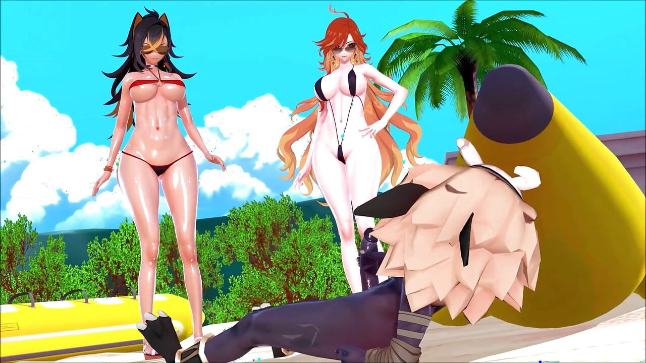 Genshin Impact - Genshin Kızları Hilichurl Plaj Kampında - Sert Seks - 3D Hentai Animasyonları