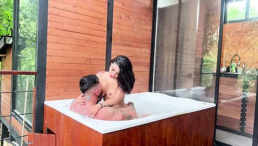 My Best Friend's Boyfriend And I Got In The Hot Tub To Relax And He Ended Up Putting My Cock Without A Condom