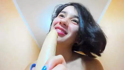 Busty Hot Brunette Myla_angel Sucks and Fucks Huge Dildo!