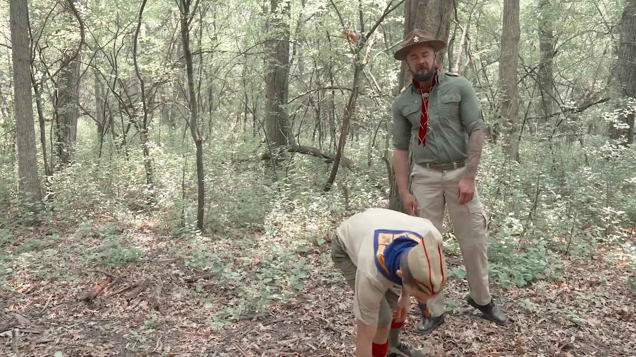 First time painful anal for smooth hot Twink scout in wood