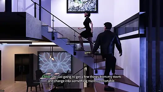 Chloe ile rahat bir ziyaret olarak başlayan şey birlikte sıcak ve samimi bir cinsel geceyle bitiyor (3 boyutlu)
