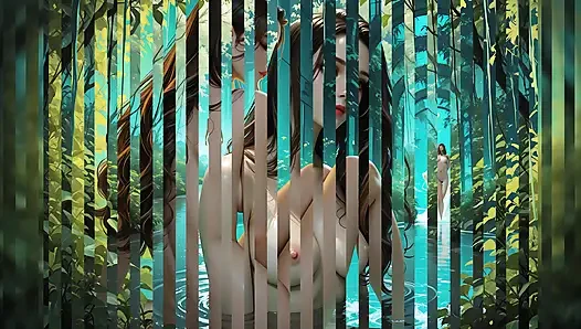 Güzel çıplak cyberpunk femme fatale uzun ve baştan çıkarıcı