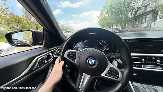 Slutty Babe Show Tits in Public and Suck Dick in Car