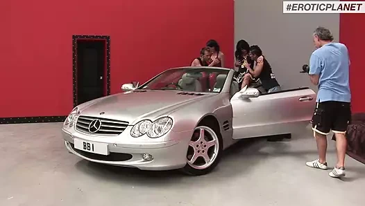 Ben dover: iki ateşli esmer iki adamla sikişiyor ve emiyor