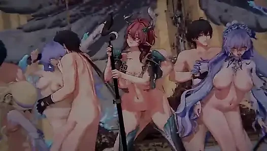 Sallanan dalgalar - harem seks partisi - 3 boyutlu hentai animasyonu
