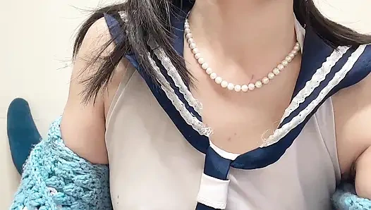 Hana Yeni Gün Iş Seks Kamerası Için Liseli Kız Kostümü Giyiyor