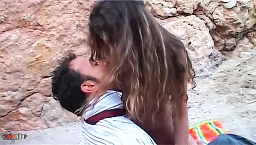 Fransız sarışın Vayana ve Jorge - plajda sakso, anal ve açık havada sert boşalma