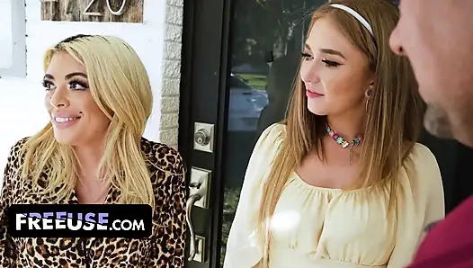Vivianne DeSilva und callie black müssen jedes stöhnen halten, während papa zu hause ist