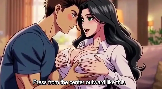 Üvey anne üvey oğluna büyük doğal memelerini nasıl sequese etmeyi öğretiyor 3d anime