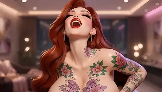 Мачеха Ahegao - массивные сиськи, сочная задница и соблазняет мокрую киску
