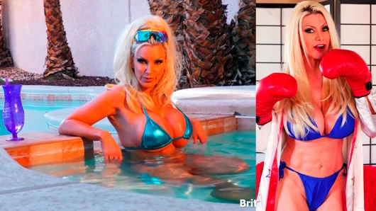 Sarışın güzel Brittany Andrews havuz başında mastürbasyon yapmaktan hoşlanıyor!