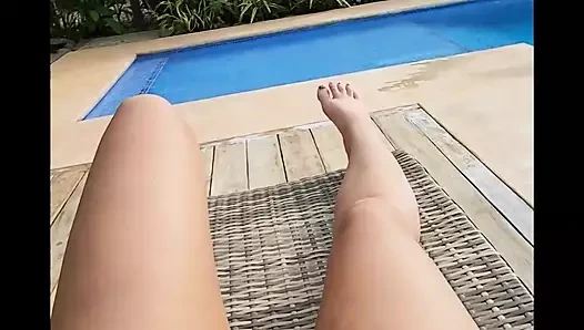 Sıcak kalın öğretmen alır kapalı açık havada içinde leopar bikini