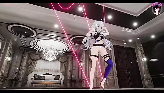 Sevimli genç kız dans ediyor + kademeli soyunma (3 boyutlu hentai)
