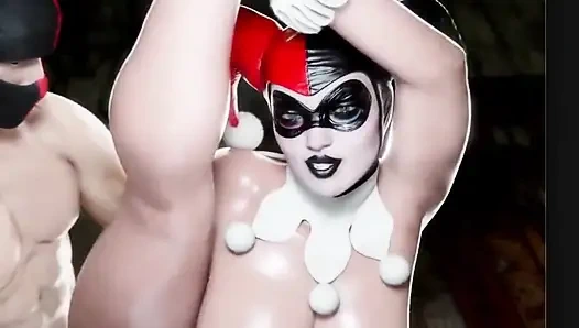 Sıkı kel amcık Harley Quinn güzel ve sert şişkin bir sikişirken gülüyor