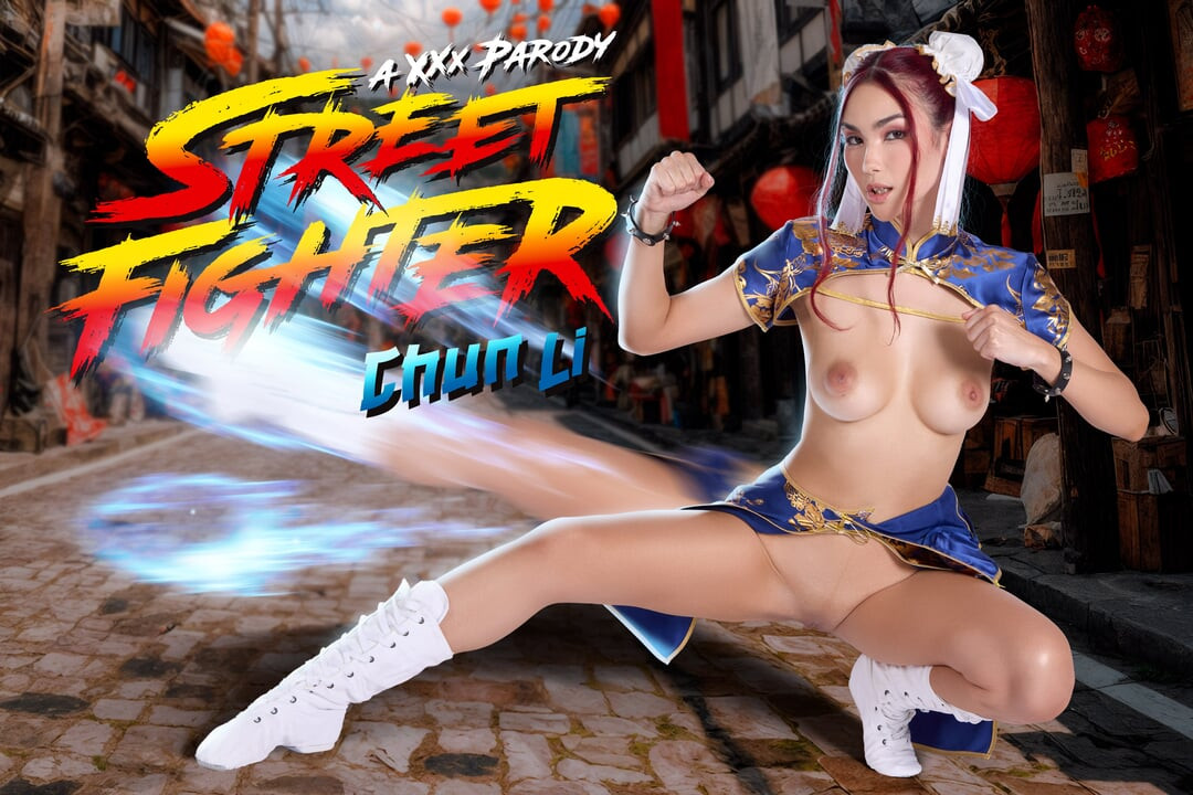 Vrcosplayx sonunda sokak dövüşçüsünü en çok arzu edilen dövüşçü scarlette moon ile chun-li olarak karşı karşıya kalıyorsunuz