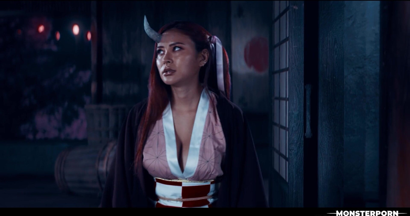 Demon slayer kimetsu no yaiba parodisi - rae lil siyah nezuko cosplay canavar porno