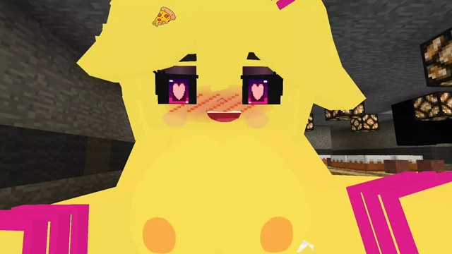 Minecraft Fapcraft: Fazclaire'in gece kulübü baskısı Chiku, Chica'yı amından sikiyorum ve göğüslerine dokunuyorum