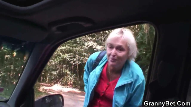 70 years old granny gets banged roadside