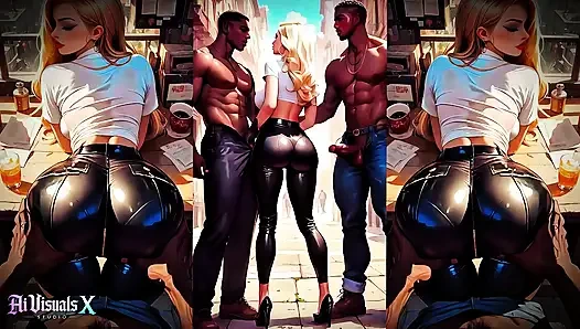 (4k) ai 3d animasyonlu - ateşli sarışın sürtük büyük zenci yarağı ırklararası emiyor ve sikişiyor (ai visuals x)