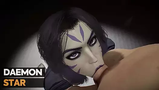 Kai'sa boşalana kadar sakso çekiyor