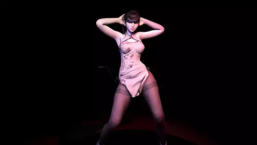 Stellar blade eve elbise içinde hip hop dansı