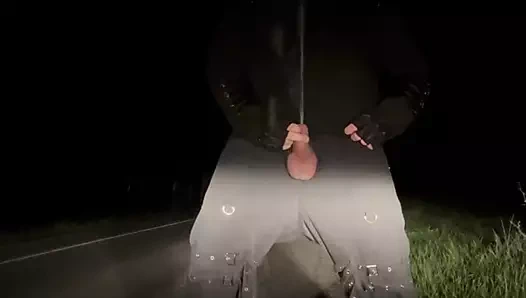 Risk almak ve yoğun bir yolda her yere ve kendime işemek