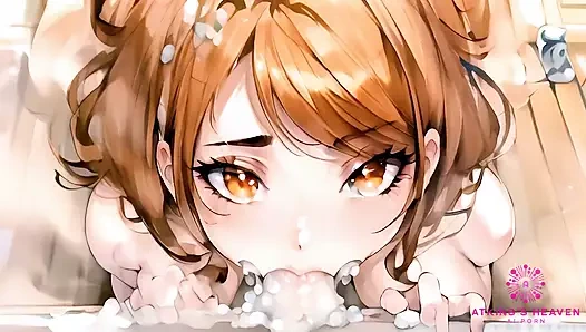 Sevimli esmer duşta yarağını emiyor - ai porn