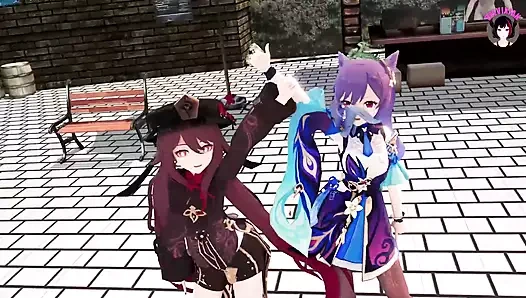 Genshin impact - kuto x keqing - seksi dans + seks (3d hentai)