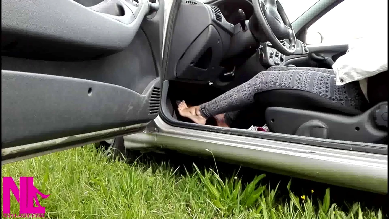 Pedal Pumping in White Sneakers and Cotton Socks