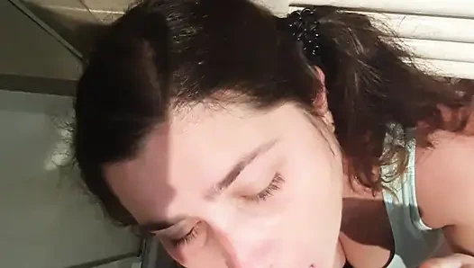 Stupid Stepdaughter Brushes Her Teeth with Cum, Stepdaddy Cheated Her