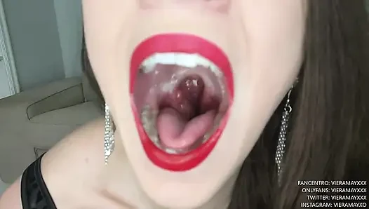 Seksi açık ağız ve boğaz fetişi eğlencesi