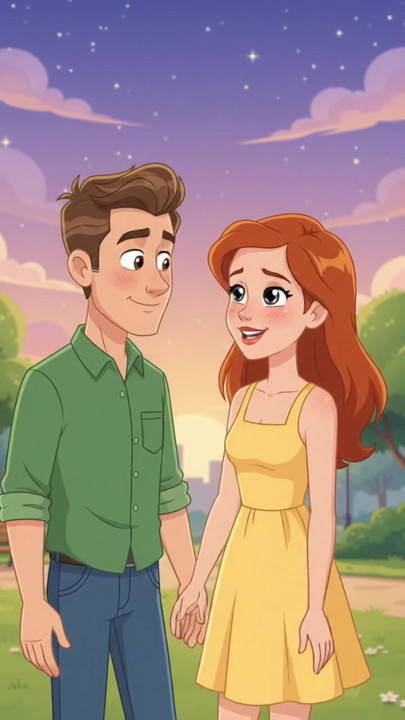 "Tatlı bir 💕 karikatür aşk anı"
