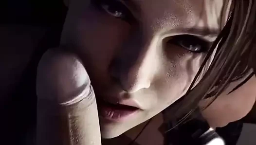 Çok gerçekçi bir 3d animasyonda derin boğaz yakın çekim